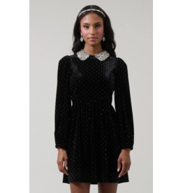 Sugar Lips Esteller Velvet Polka Dot Mini Dress