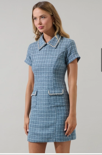 Sugar Lips Haley Astery Tweed Collar Mini Dress