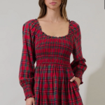 Sugar Lips Jace Plaid Kourt Smocked Mini Dress