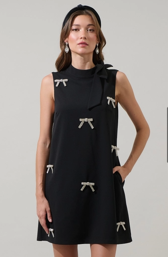 Sugar Lips Pamelda Bow Shift Mini Dress