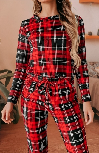 Plaid Christmas Two Piece Lounge Sets