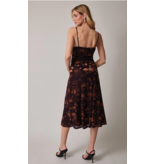 Brown Floral Sleeveless  Dress