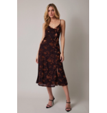Brown Floral Sleeveless  Dress