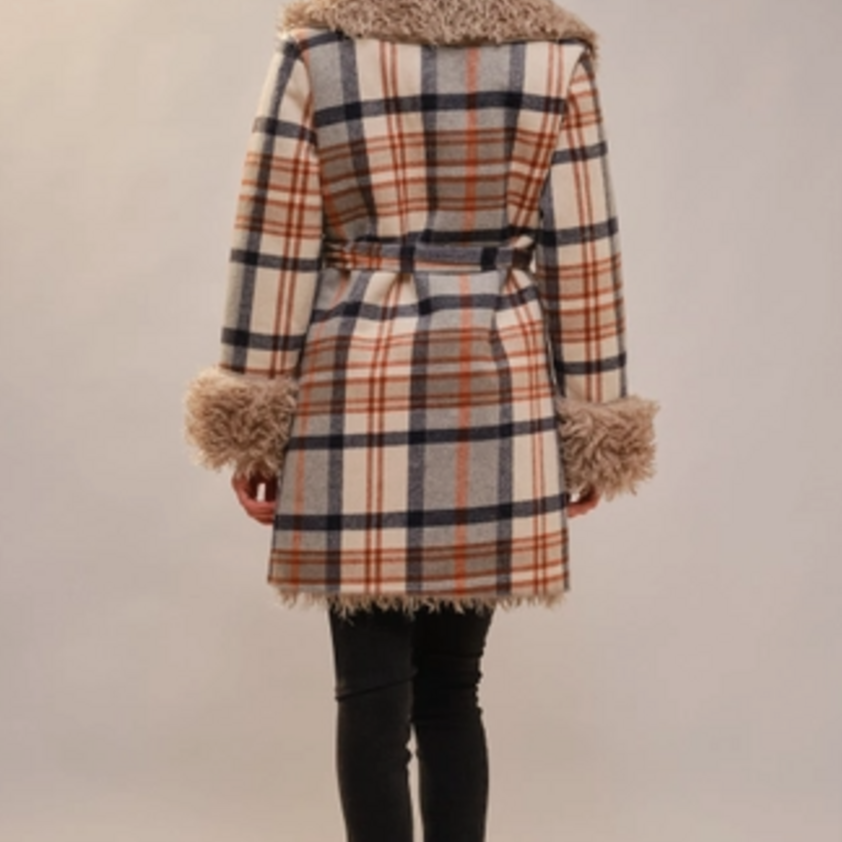 Aztec Jacquard Fur Belted Coat