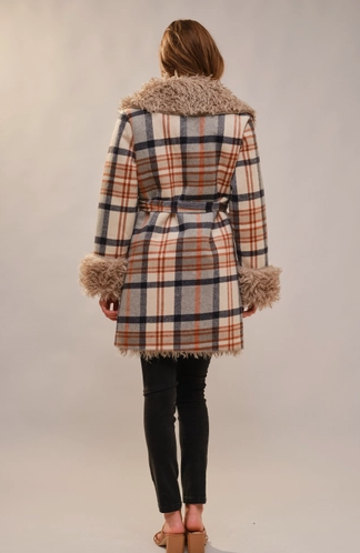 Aztec Jacquard Fur Belted Coat