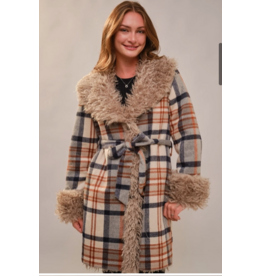 Aztec Jacquard Fur Belted Coat