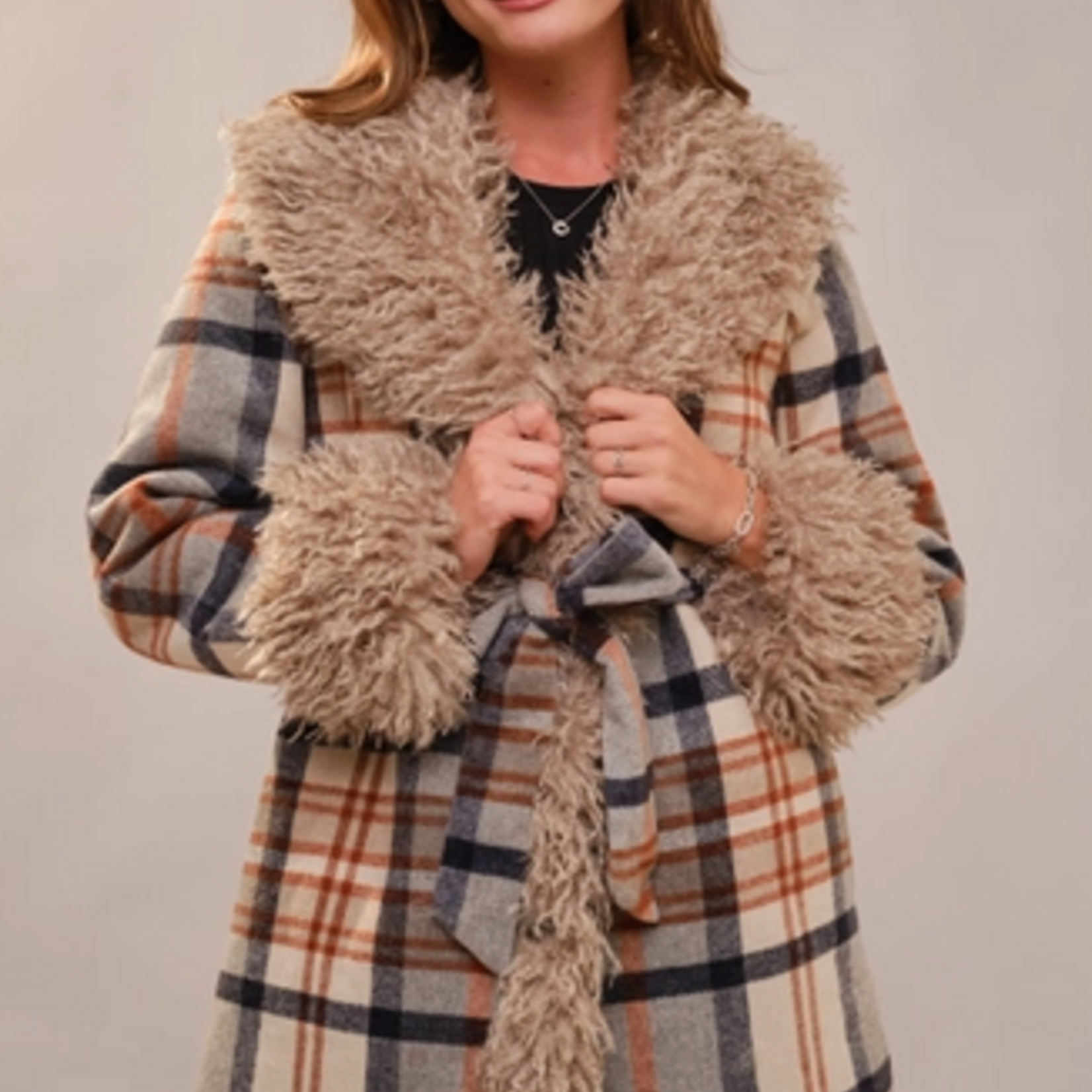 Aztec Jacquard Fur Belted Coat