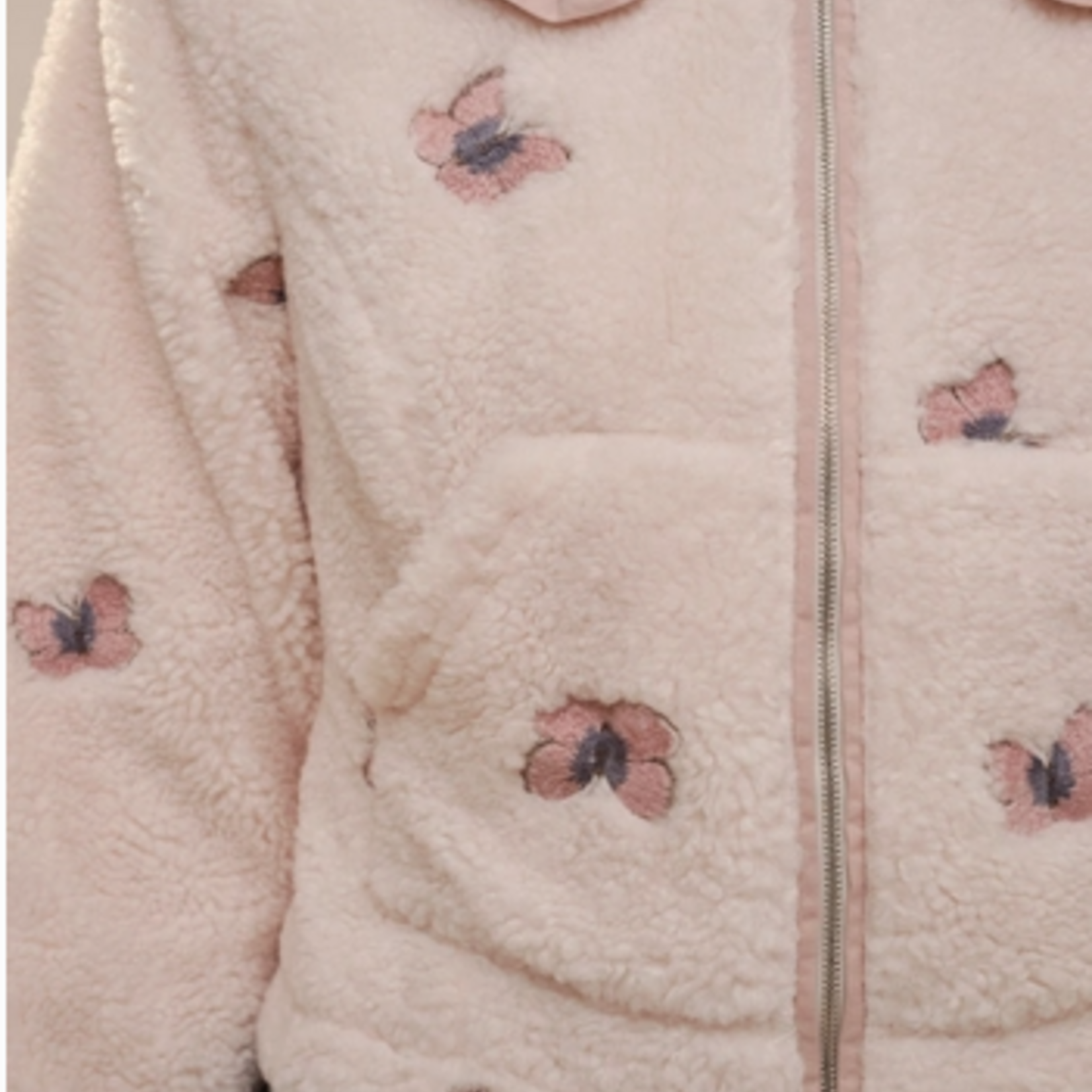 Butterfly Embroidered Sherpa Jacket
