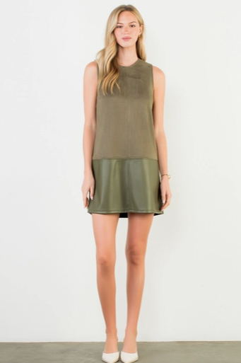 THML Janice Sleeveless Mixed Media Dress