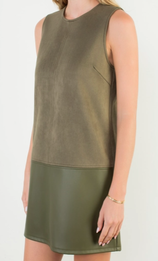 THML Janice Sleeveless Mixed Media Dress