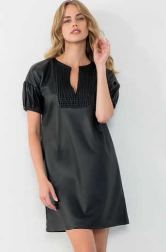 THML Liita Short Sleeve Leather Dress