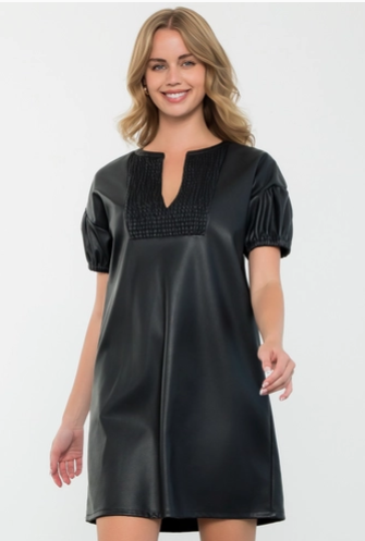 THML Liita Short Sleeve Leather Dress