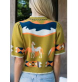 THML Short Sleeve Horse Detail Top