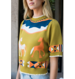 THML Short Sleeve Horse Detail Top