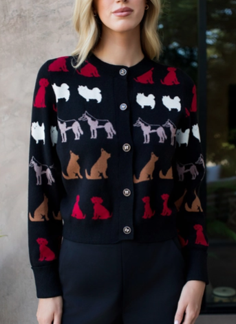 Black Dog Detail Cardigan