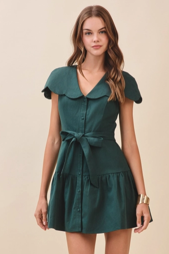 TCEC Huntress Scalloped Collar Dress