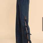 Gingham Side Tie Detail Long Pants