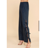 Gingham Side Tie Detail Long Pants