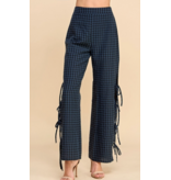 Gingham Side Tie Detail Long Pants