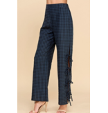 Gingham Side Tie Detail Long Pants