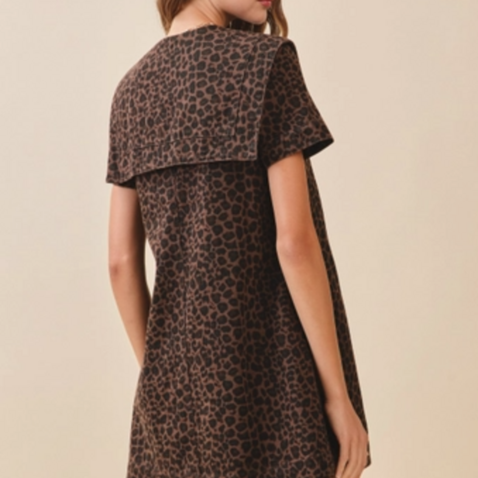 Drew Leopard Oversized Collar Dress