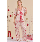 Cream Holiday Print Pajama Set – Festive Sleepwear