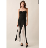 Amber Ribbed Knit & Mesh Sweetheart Maxi Dress