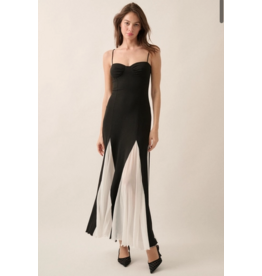 Amber Ribbed Knit & Mesh Sweetheart Maxi Dress