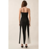 Amber Ribbed Knit & Mesh Sweetheart Maxi Dress