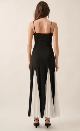 Amber Ribbed Knit & Mesh Sweetheart Maxi Dress