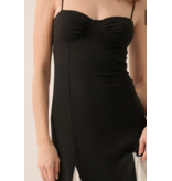 Amber Ribbed Knit & Mesh Sweetheart Maxi Dress