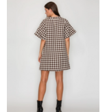 Mocha Latte Houndstooth Shift Dress