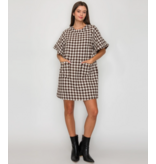 Mocha Latte Houndstooth Shift Dress