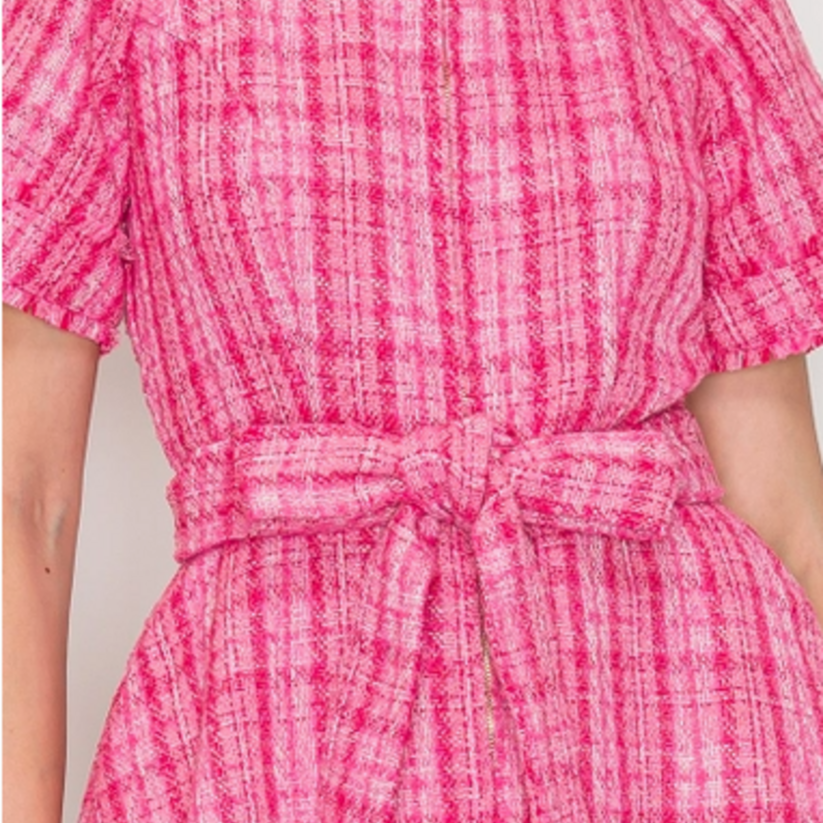 "Like it's Hard" Pink Boucle Mini Dress