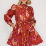 Rustic Rose Print Mini Dress