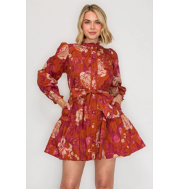 Rustic Rose Print Mini Dress