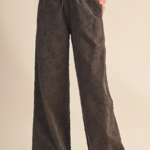 Star Print Wide Leg Elastic Waist Denim Pants