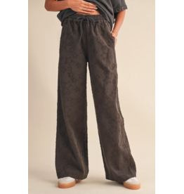 Star Print Wide Leg Elastic Waist Denim Pants