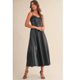 Leather Paneled A Line Midi Dress