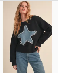 Distressed Denim Star Top