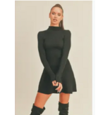 Mock Neck Fit and Flare Mini Dress