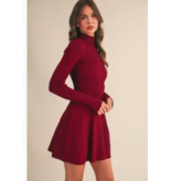 Mock Neck Fit and Flare Mini Dress