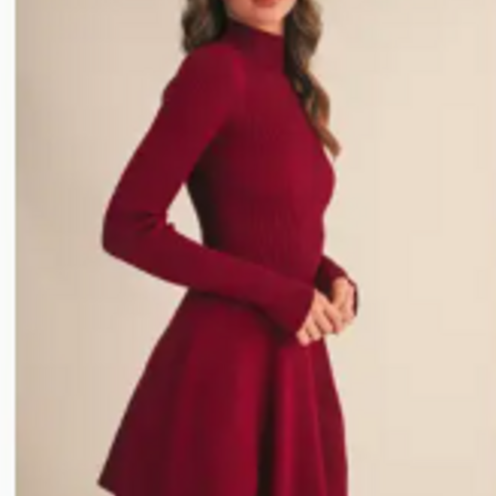 Mock Neck Fit and Flare Mini Dress