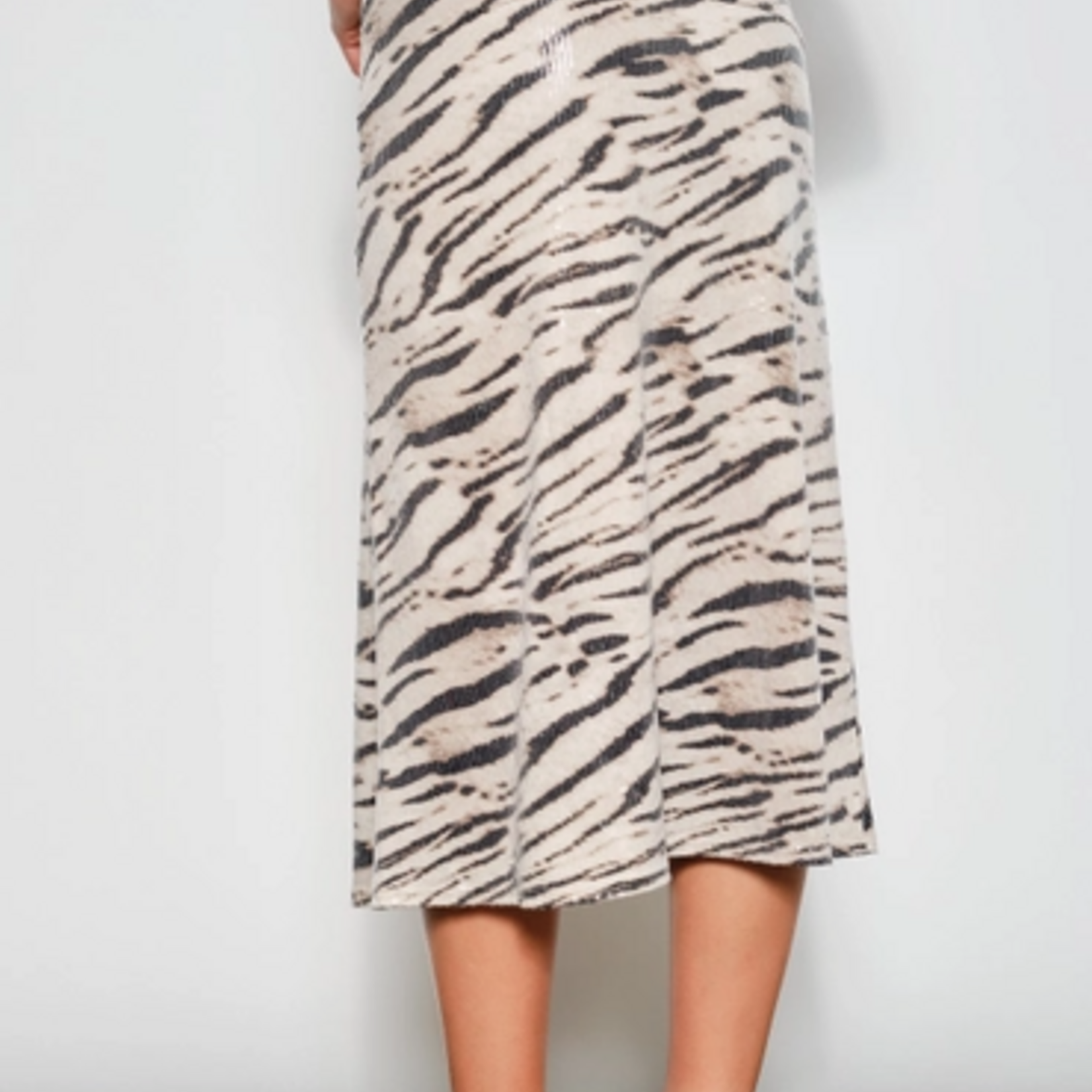 Jacqueline Zebra Sequin Midi Skirt