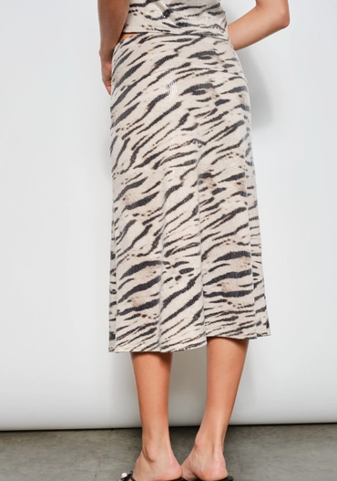 Jacqueline Zebra Sequin Midi Skirt