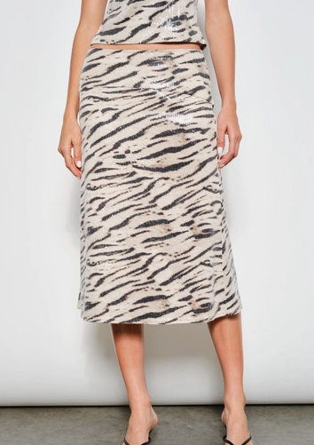 Jacqueline Zebra Sequin Midi Skirt