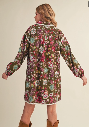 Reya Floral Print Shirt Mini