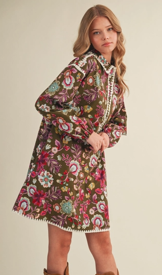 Reya Floral Print Shirt Mini