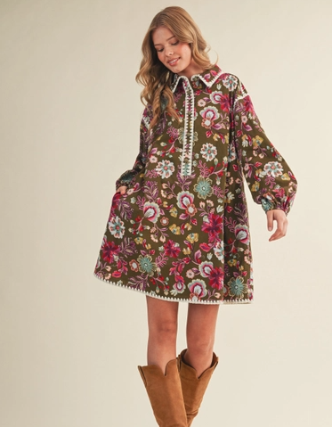 Reya Floral Print Shirt Mini