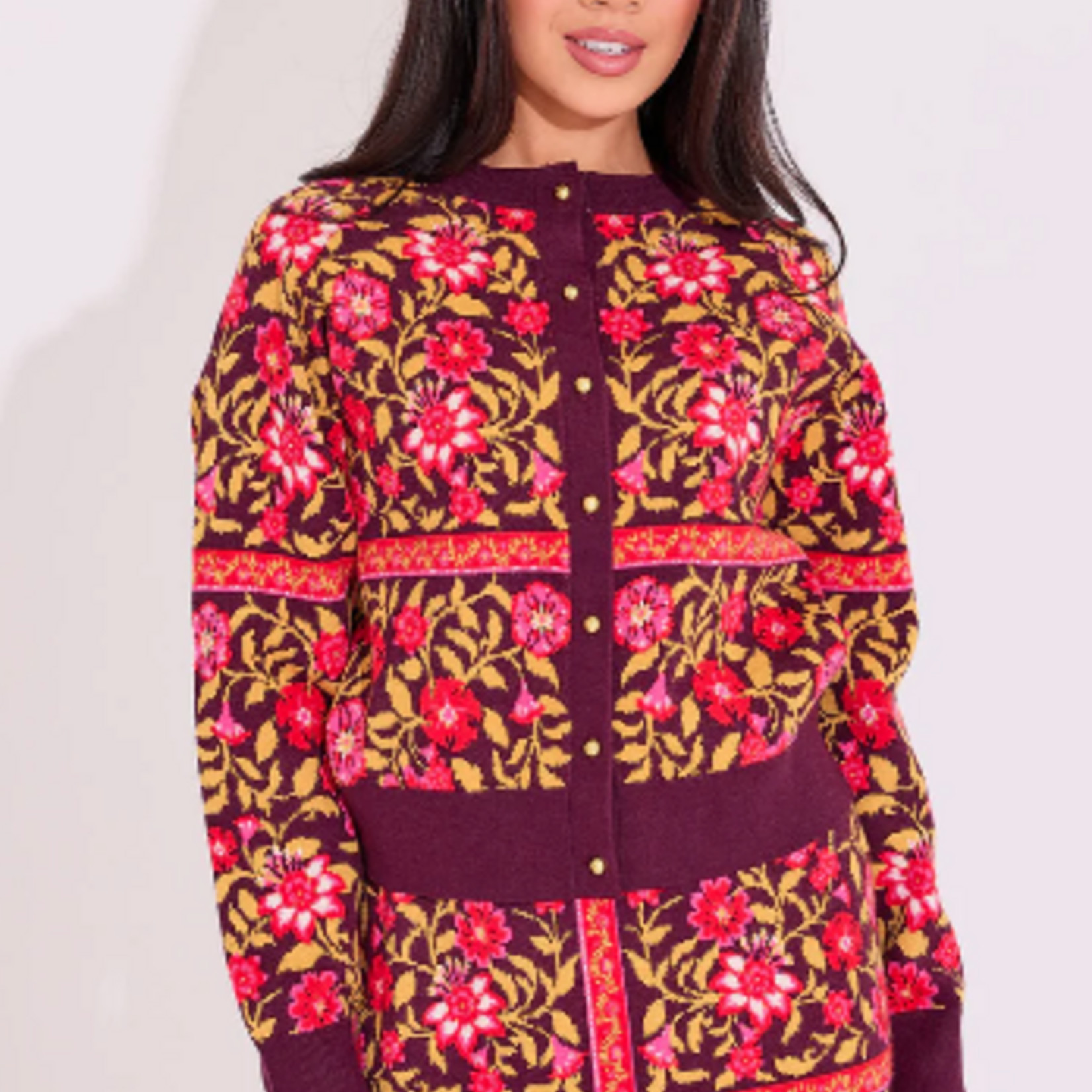 Alden Adair MEREDITH CARDIGAN GOLDEN FLORAL
